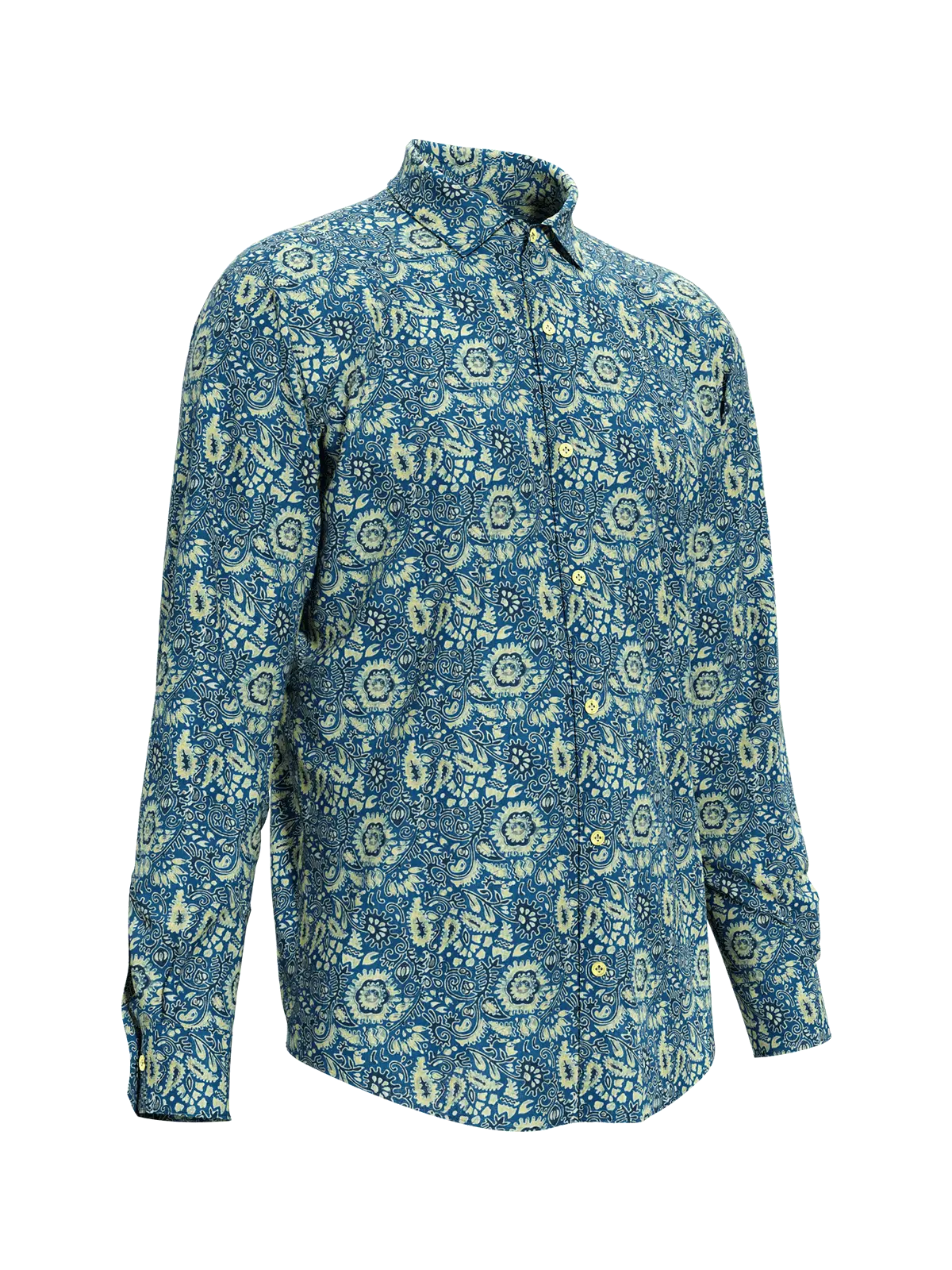 Satin Green Yellow Men's Shirt