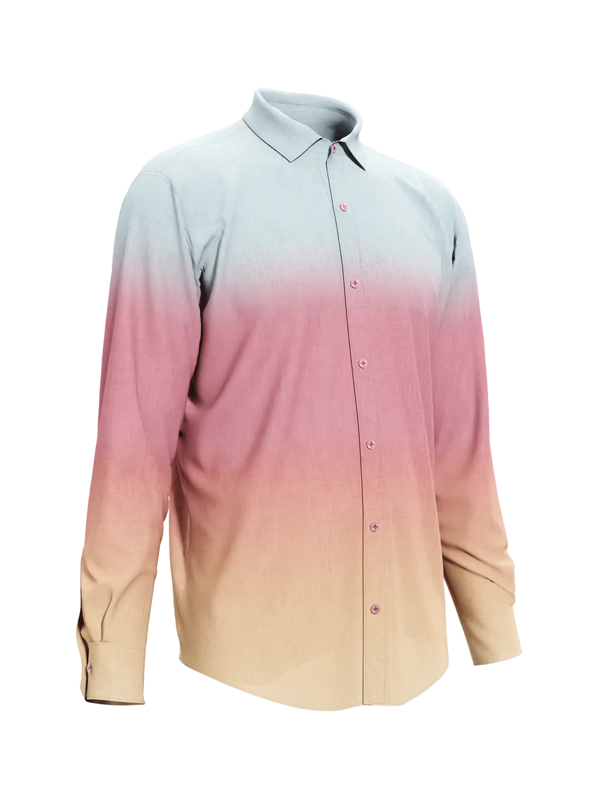 Tencel Blue Pink Yellow Men's Shirt
