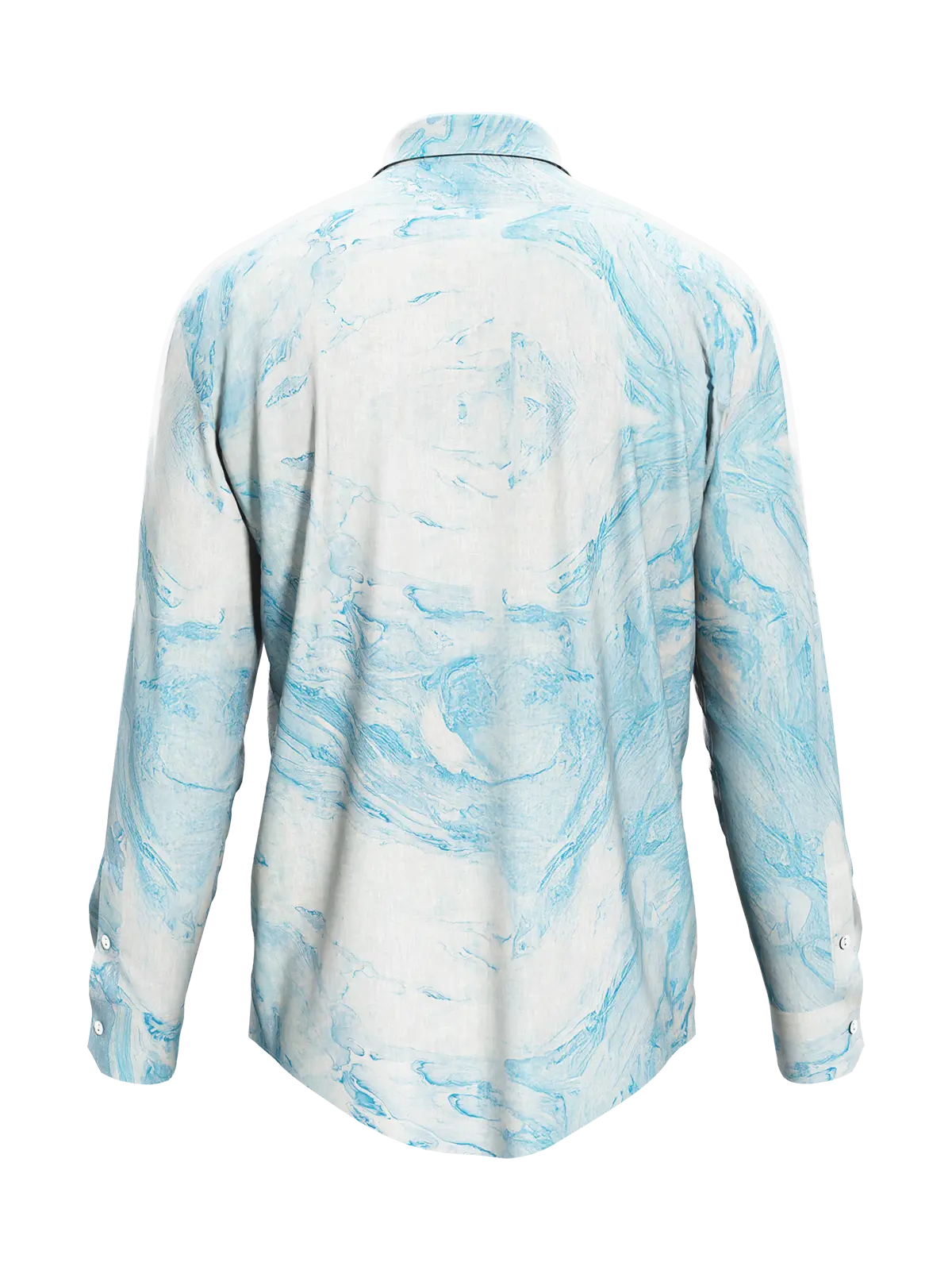 Sky Blue Marble Print Satin Shirt for Men