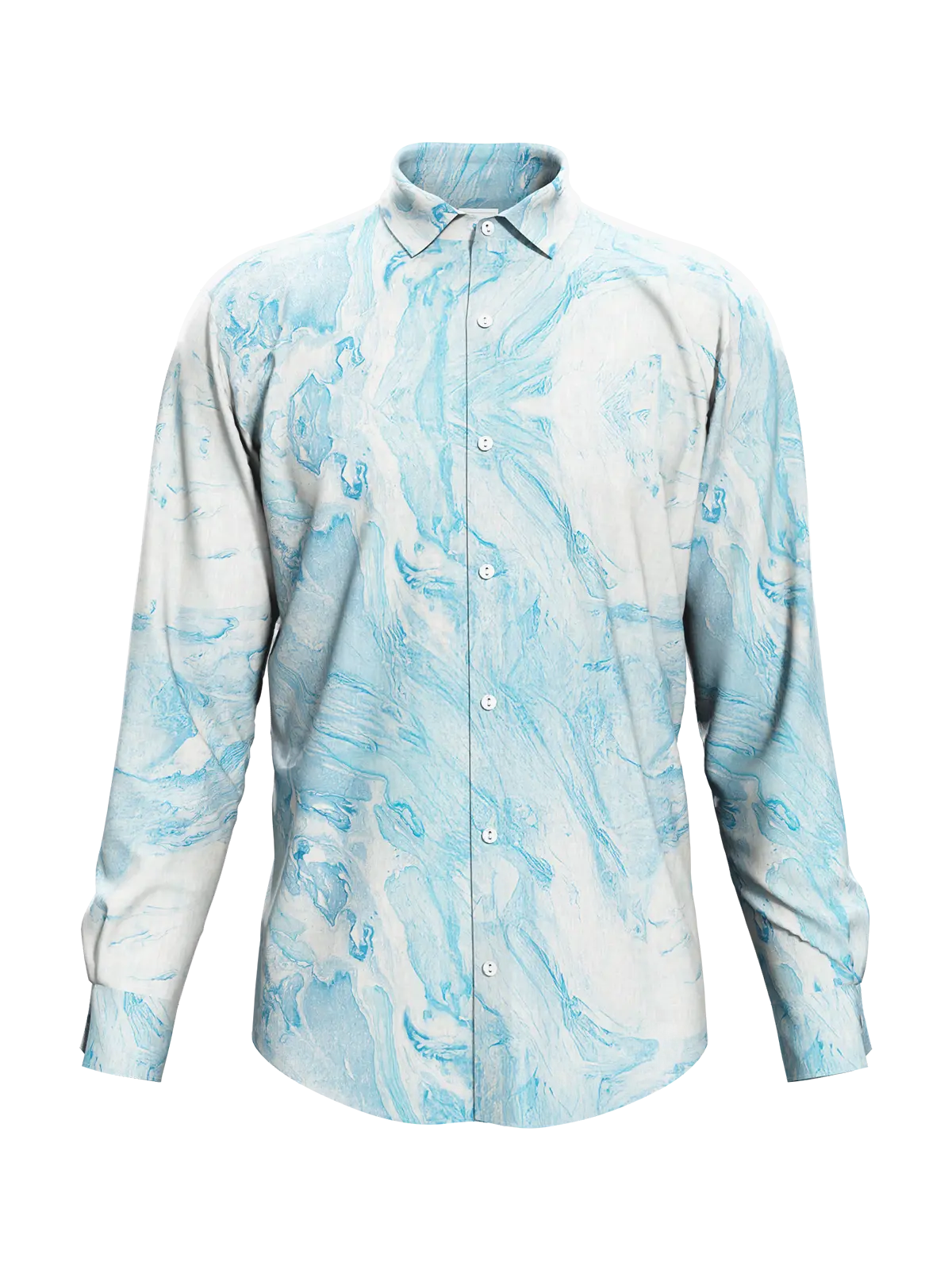 Sky Blue Marble Print Satin Shirt for Men