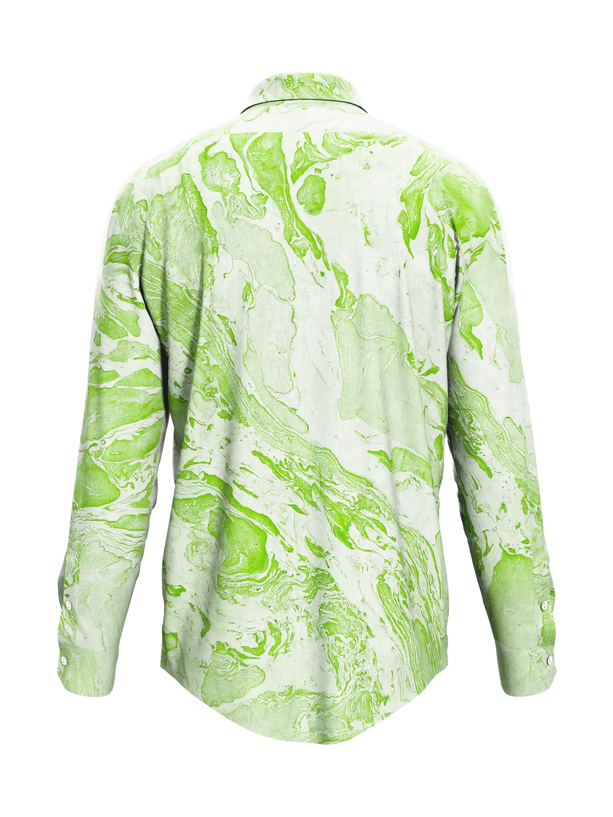 Light Green Marble Print Satin Shirt for Men