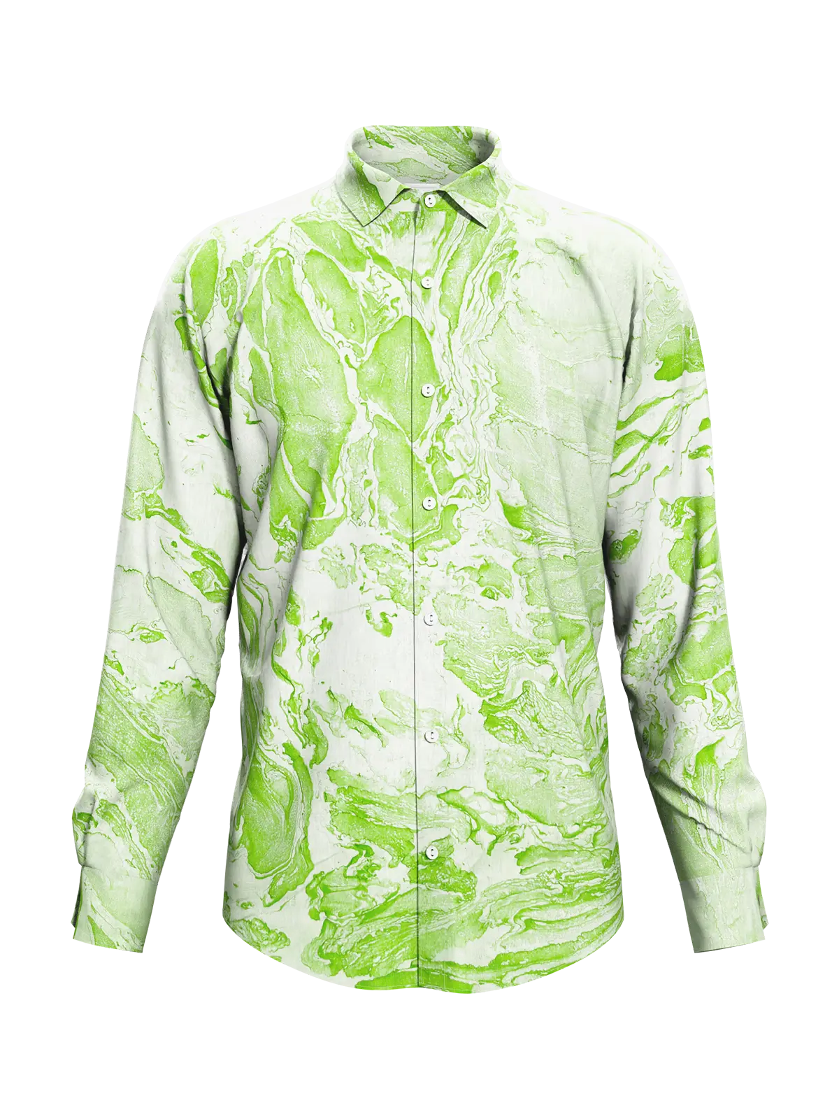 Light Green Marble Print Satin Shirt for Men