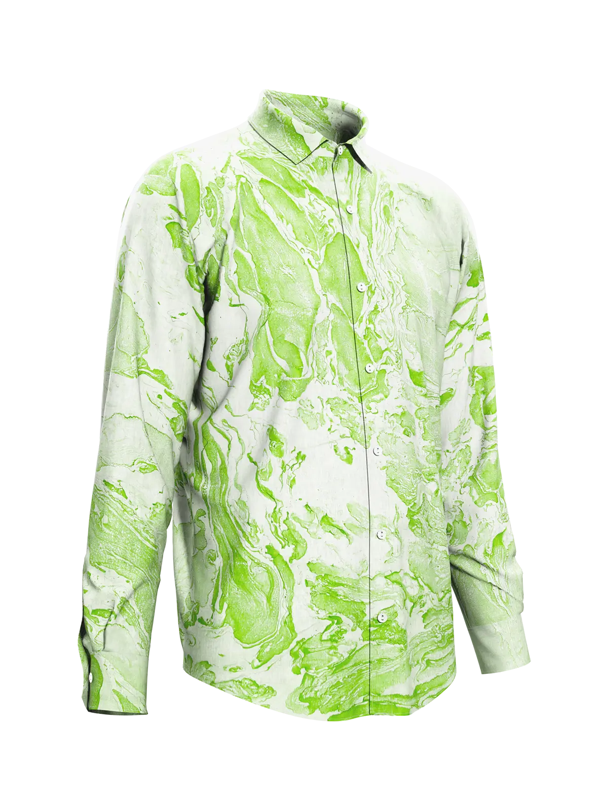 Light Green Marble Print Satin Shirt for Men